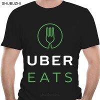 Uber Eats The Food Delivery New Black Shirt Cotton Tshirt Men Summer Fashion T-shirt Euro Size XS-6XL