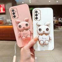 เคส6D Rabbite GTHD Samsung กาแลคซี M52แฟชั่นเคลือบหรูหราเคสมือจับสำหรับโทรศัพท์มือถือการ์ตูนสำหรับ M52 GalaxyM52 Samsung ฝาหลัง M52พับเป็นขาตั้งผิวนอกเนื้อนิ่ม TPU กันกระแทก