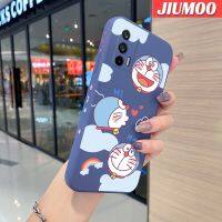 JIUMOO เคสสำหรับ Realme Q3 Pro X7 MAx เคสลายการ์ตูนแฮปปี้โดราเอม่อนหัวสี่เหลี่ยมแบบดั้งเดิมเคสโทรศัพท์ลวดลายขอบซิลิโคนเหลวเคสตัวปกป้องกล้องถ่ายรูปเลนส์คลุมทั้งหมดเคสฝาหลังกรอบเคสนิ่ม