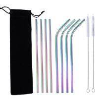 304 Stainless Steel Straw Reusable Metal Drinking Straws Set Wholesale with Cleaning Brush Party Bar Accessory Eco Friendly New Specialty Glassware