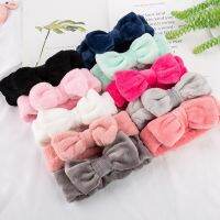 【YF】 Soft Bow Spa Headbands Face Wash Solid Color Fluffy Bowknot For Women Shower Makeup