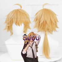 Game Genshin Impact Thoma Cosplay Wig 56Cm Golden Heat Resistant Synthetic Hair Anime Wigs Halloween Accessories