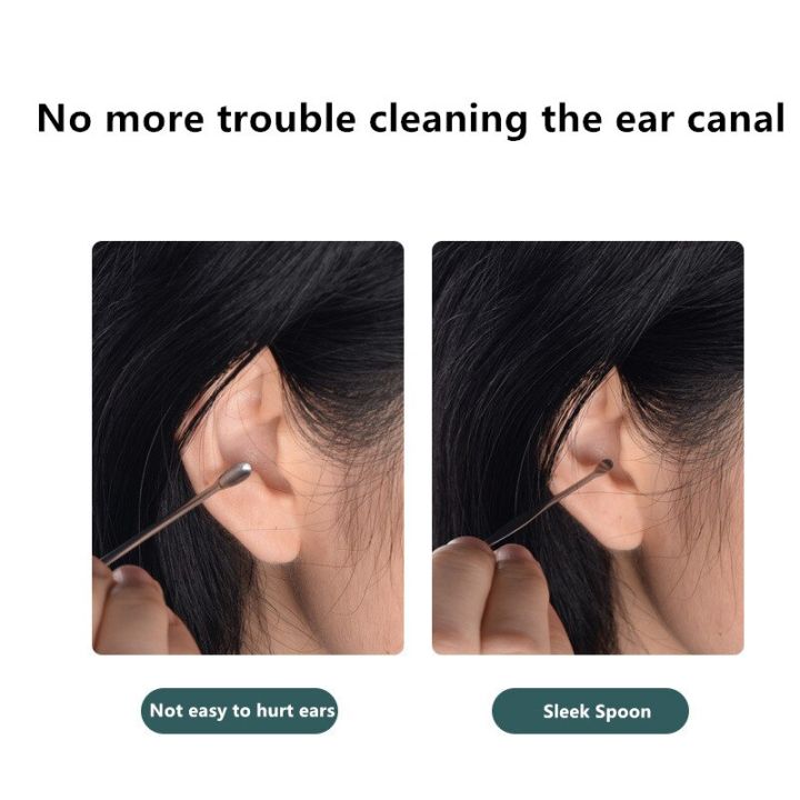 หูเหล็กสแตนเลสทำความสะอาดหู-อุปกรณ์เสริมสุขภาพ-6ชิ้น-ชุดที่แคะหูทำความสะอาดหูที่แคะหูเครื่องป้องกันหูช้อนทำความสะอาดหู