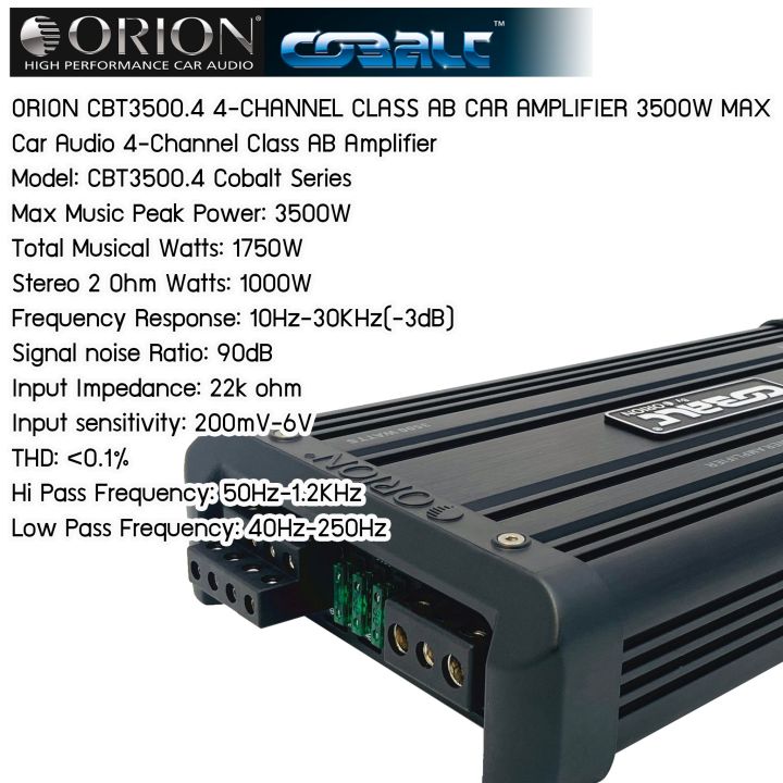 เพาเวอร์แอมป์ติดรถยนต์-orion-รุ่นcbt3500-4-amp-class-ab-4ch-กำลังขับสูงสุด-3500วัตต์-ขับเสียงกลางแหลม-ลูกโดด-แหลมจาน-ลำโพงแยกชิ้น-แกนร่วม-เสียงดีมาก