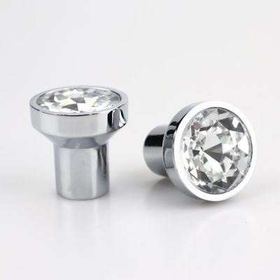 2PCS 27mm Crystal Glass Decorative Jewelry Chest Box knobs Cabinet Dresser Drawer Pull handle with screw