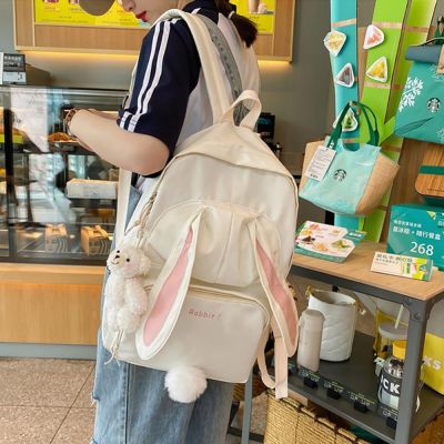 Rabbit Ears Girl Backpack Large Capacity Lightweight Waterproof Travel Backpack Business Computer Bag Leisure Simple Schoolbag