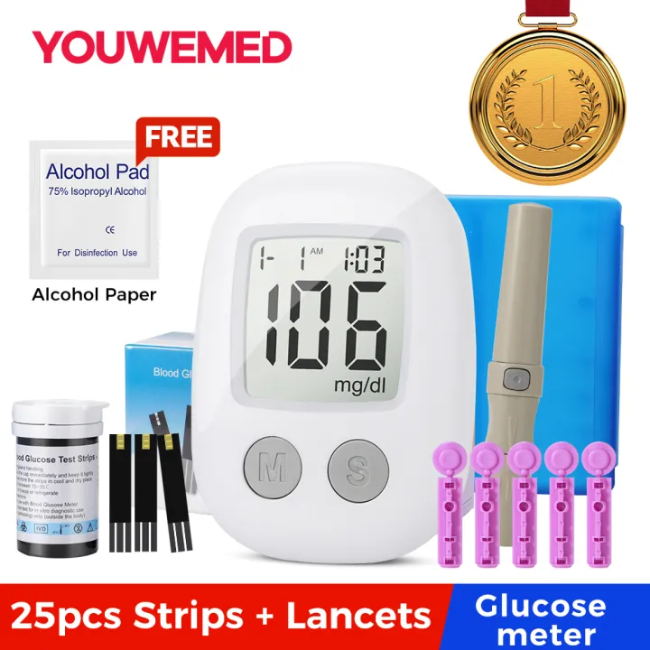 Blood sugar test kit original With 25Pcs Test Strips and 25Pcs Needles