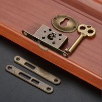 Retro Antique Wooden Jewelry Box Lock With Key Furniture Buckle Latch Clasp Drawer Wooden Box Door Lock Set Hardware