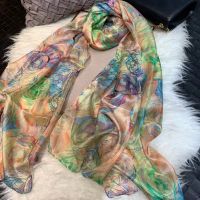 Ladies Green 100 Silk Scarf Shawl Winter Rose Design Women Pure Silk Scarves Wraps Fashion Beach Shawl Cover Ups Pink Scarf