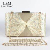 【YD】 Clutch Bow Evening Chain Metallic Luxury Designer Handbag Ladies Wedding Hand X454H