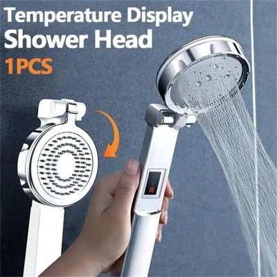 Foldable Shower Head Digital Temperature Display Shower Filter Handheld Massage Pressure Water Saving Shower Bathroom Accessorie Showerheads