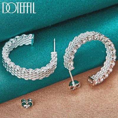 DOTEFFIL Fashion 925 Sterling Silver Earring For Women Round Stud Earring Christmas Gift Party Wedding Jewelry Free Shipping