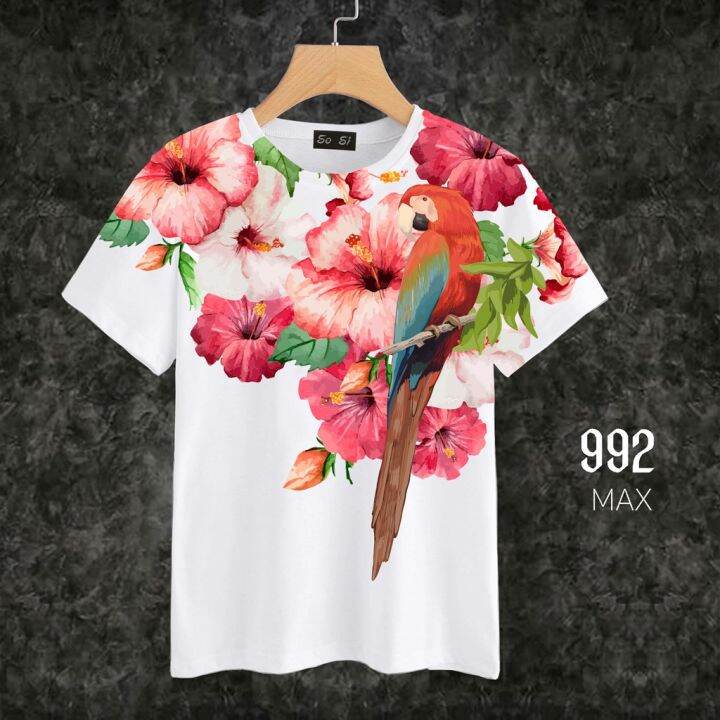 loso-store-เสื้อยืดพิมพ์ลาย-รุ่นสงกรานต์-max-ลายดอกชบา