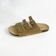 Dép đế trấu birken chất liệu Da bò nỉ nam nữ unisex quai ngang 3 khóa size