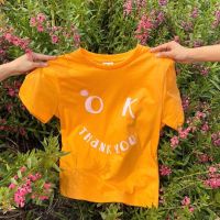 เสื้อยืดสีส้มสกรีนลาย OK-Thank you #T-shirt #OrangeT-shirt #เสื้อยืด #เสื้อยืดสีส้ม #เสื้อสีส้ม