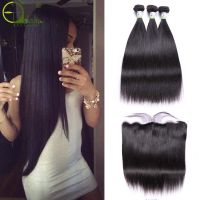 Sterly Straight Hair Bundles With Frontal Remy Human Hair Bundles With Closure Brazilian Hair Weave Bundles With Closure