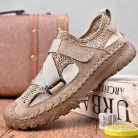 Foreign trade export Italy big brand high-end leather sandals mens summer mesh shoes sports casual beach shoes shoes