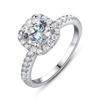 [COD] เครื่องประดับแคลิฟอร์เนียแหวนเพชร Moissanite หญิงเจ้าหญิงหนึ่งกะรัต 925 เงินแหวน 18k ทอง Moissanite แหวนแต่งงาน