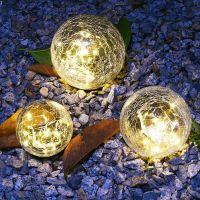 【LZ】❃☍✾  Led solar luz do jardim à prova dwaterproof água rachado bola de vidro lâmpadas tribunal ao ar livre enterrado lâmpada grama para varanda jardim villa decoração rua