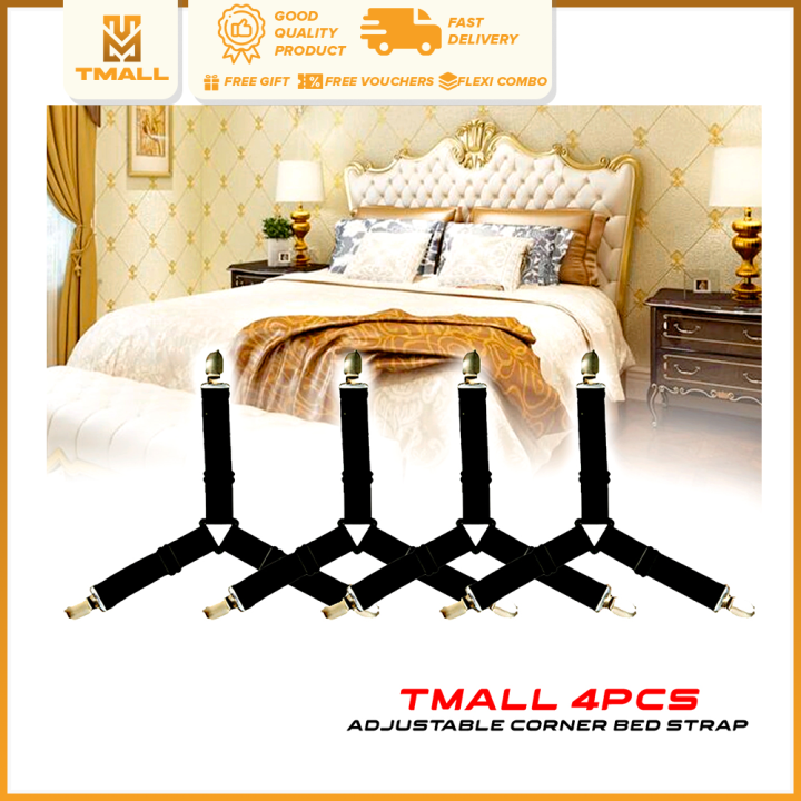 4PCS Adjustable Bed Sheet Gripper Corner Straps Clips Fastener