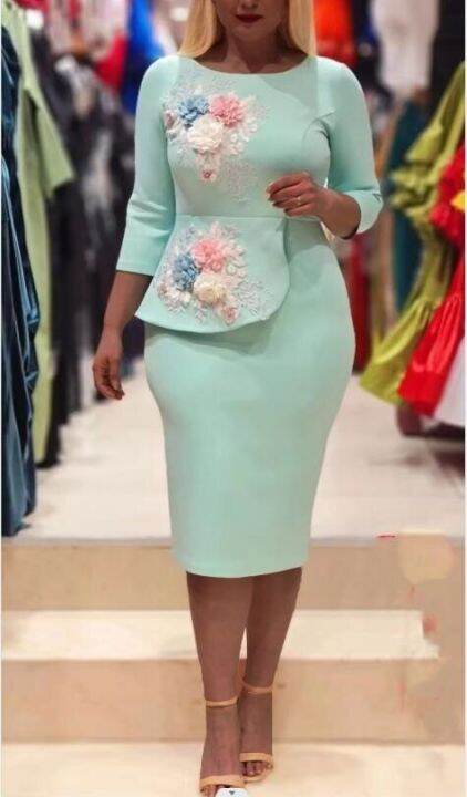 women-floral-elegant-party-dresses-fashion-round-neck-slim-office-lady-dresses-long-sleeve-casual-solid-color-midi-dress-2023