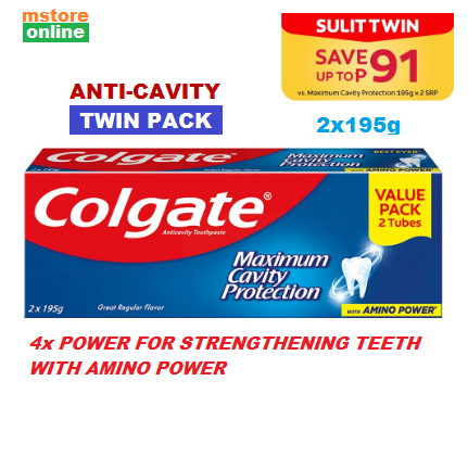 Colgate Anti-cavity Toothpaste Great Regular Flavor 195g Twin Pack ...