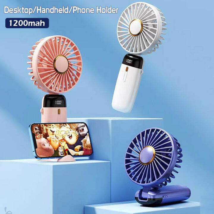 Hittime 1200mAh Digital USB Rechargeable Fan Portable Handheld Fold ...