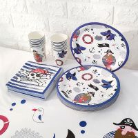 Pirate Theme Disposable Tableware Paper Plates Cups Napkins Boys Birthday Party Childrens Day Decorations Baby Shower Supplies