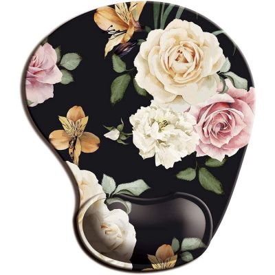 ♗┋✗ Flowers Ergonomic Mouse Pad With Wrist Support Cute Mouse Pads Non-Slip Rubber Base For Home Office Working Studying Pc Game