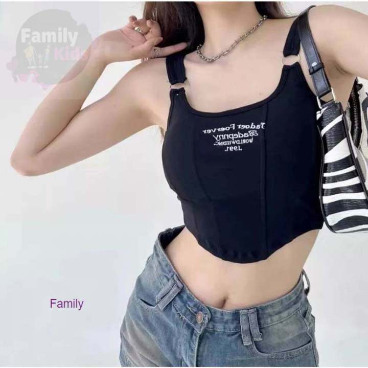 fam-เสื้อกล้ามสายเดี่ยว-สไตล์-y2k-สายเดี่ยวมินิมอล-ฟองน้ำในตัว-637