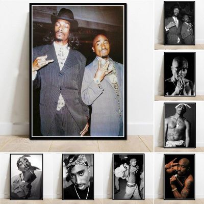 Snoop Dogg และ Tupac 2PAC Rapper เพลง Star อัลบั้มโปสเตอร์พิมพ์ Wall Art ผ้าใบภาพวาดสีน้ำมันภาพของขวัญ Room Home Decor