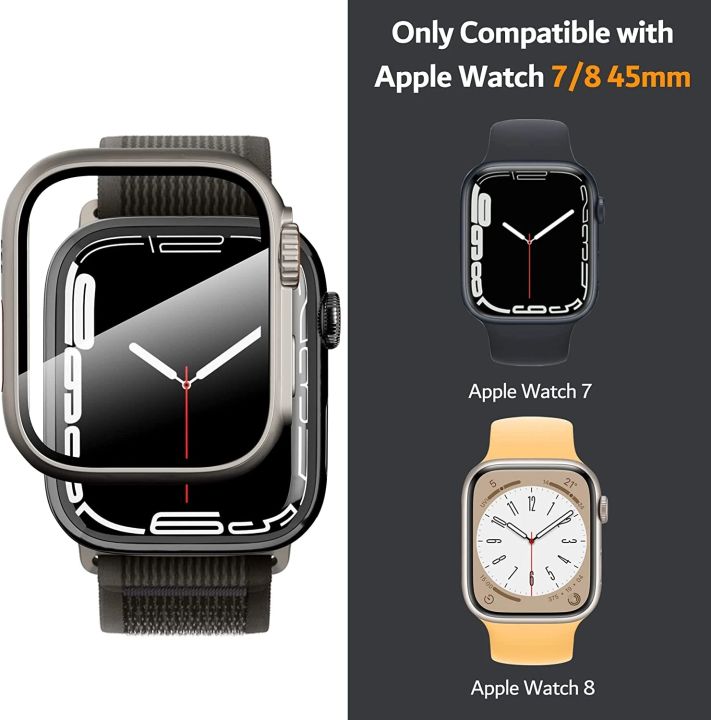 jansin-ลักษณะอัพเกรดเป็น-ultra-เคสกันรอยหน้าจอ-pc-แข็ง-พร้อมกระจกนิรภัยกันรอยหน้าจอ-สําหรับ-apple-watch-series-8-7-45-มม-เคส-i-watch-band-7-45mm
