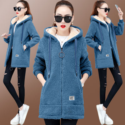 2019 Winter Faux Fur Teddy Coat Women Fashion hooded Add velvet to thicken zipper jacket fashionable and casual plus-size coat