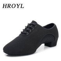 2020 New Arrival Oxford Cloth Latin Dance Shoes Unisex Air-Mesh Breathable Ballroom Shoes 3.5CM Heel Lace-Up Design Tango Jazz