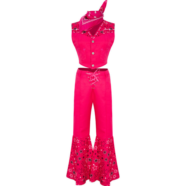 2023-movie-barbie-cosplay-costume-pink-dress-jumpsuit-necklace-woman-party-halloween-kid-adult-role-play