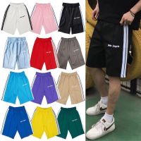 Palm Angels Classic Mens Dark Green Contrast Color Black and White Side Stripe Sports Shorts Casual Cropped Pants