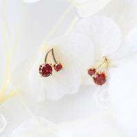 9k Really Pure Gold, Japan and South Korea, Exquisite and Lovely Girls Feeling, Versatile Cherry Earrings