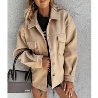 [COD] 2021 autumn and winter wish European womens new fashion solid single-breasted long-sleeved cardigan woolen coat