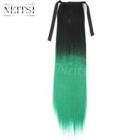 Neitsi 22 1ชิ้นคลิปหนีบผมตรงริบบิ้นผูกผมหางม้า T-สีเขียวที่ยืดผม