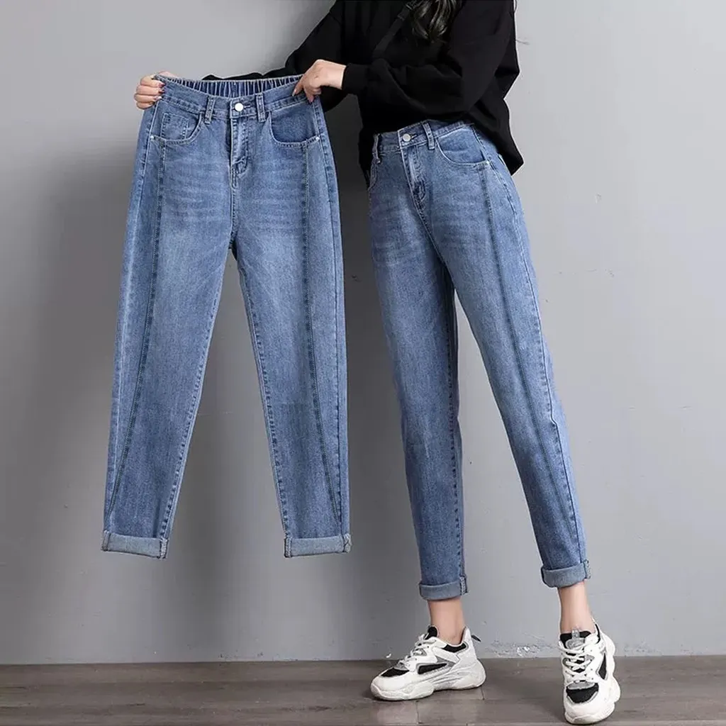 garterized denim pants