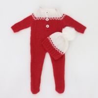 Newborn Photography-Props Romper- Hat Set Jammies Pajamas- Hat with Top Fur-Ball Knitted Jumpsuit Hat Clothes Set Sets  Packs