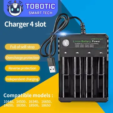 18650 Battery Charger 4 Bay Smart Universal Charger for Flashlight Headlamp  Battery 3.7V Rechargeable Lithium Li ion Batteries Compatible 18650 26650