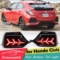 LED สะท้อนแสงด้านหลังกันชนไฟท้ายสำหรับ Honda Civic Hatchback/Type R/Si Sedan 2017-2021 บริการไฟเบรคพร้อมเลนส์ควันไฟเลี้ยวตามลำดับแบบไดนามิก