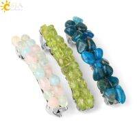 CSJA Natural Crystal Hair Clip for Women Girl Irregular Reiki Chip Stone Wrap Barrette Silver Color Hairpin Fashion Jewelry G621 Headbands