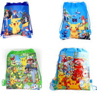 12pcslot Pikachu Theme Backpack Birthday Party Non- Fabrics Drawstring Gift Bag Baby Shower Decorate Soccer Mochila