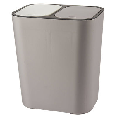 Trash Can Rectangle Plastic Push-Button Dual Compartment 12 Liter Recycling Waste Bin Garbage Can