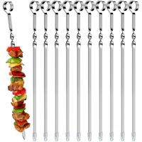 Skewers For Barbecue Reusable Grill Stainless Steel Skewers Shish Kebab BBQ Camping Flat Forks Kitchen Gadgets Accessories Tools Cooking Utensils