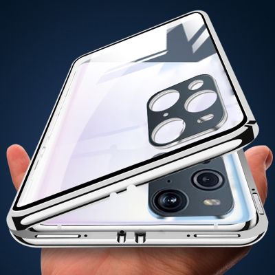 「Enjoy electronic」 360 Double Sided Magnetic Adsorption Phone Case For OPPO Find X3 Neo X3 Lite X3 Pro Glass Cover Camera Lens Protector Film Shell