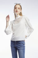 EP เสื้อเบลาส์แต่งแขนพอง ผู้หญิง สีขาวออฟไวท์ | Puff Sleeve Blouse | 4681