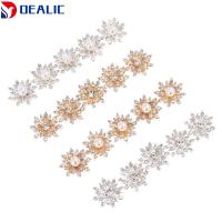 DEALIC 10PCS 16MM DIY เครื่องประดับกิ๊บ Flatback ปุ่ม Rhinestone หัวเข็มขัดไข่มุก ตัดเย็บเสื้อผ้า ปุ่มเกล็ดหิมะ